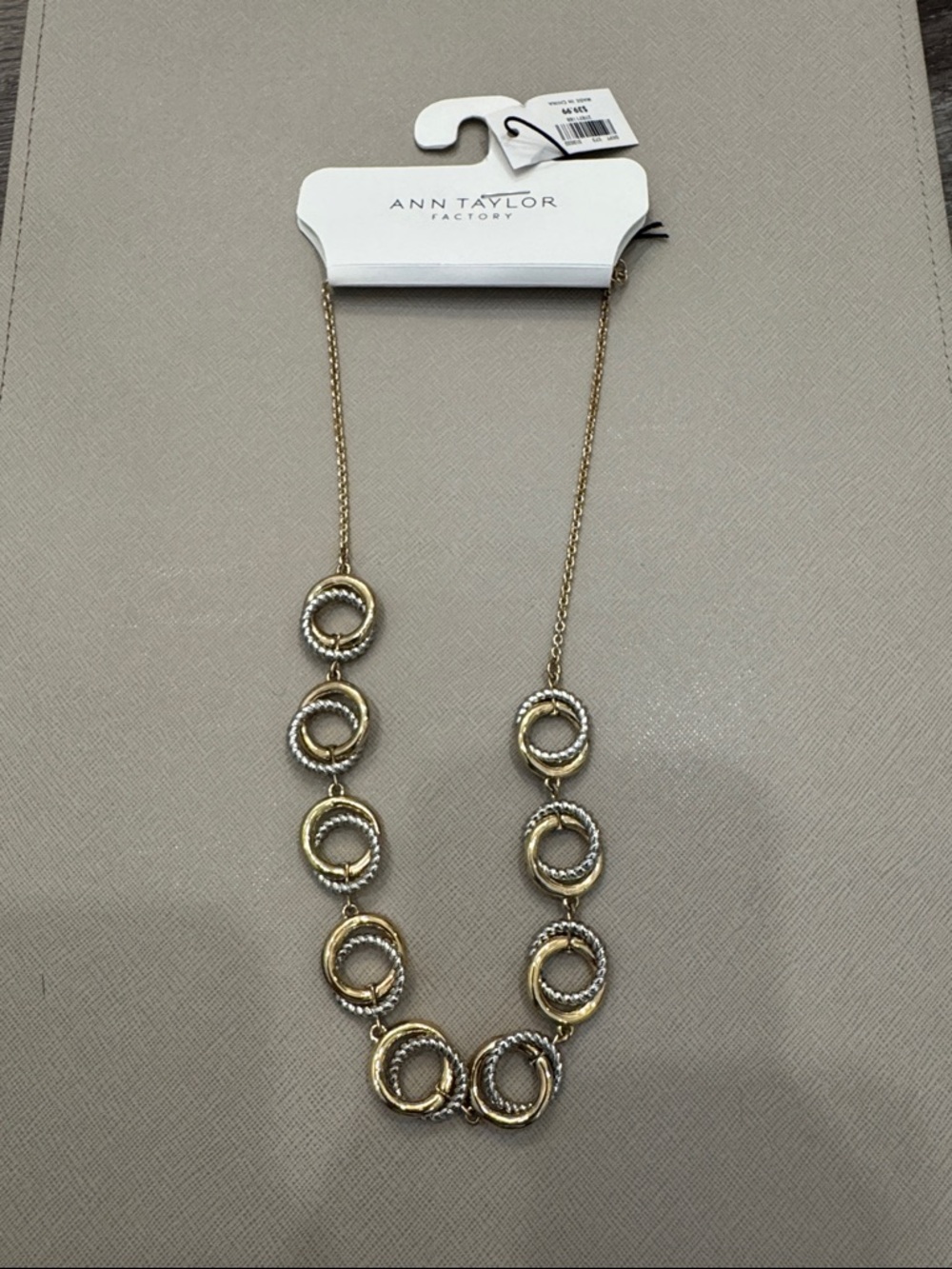 Ann Taylor Factory Gold and Silver Interlocking Circle Necklace
